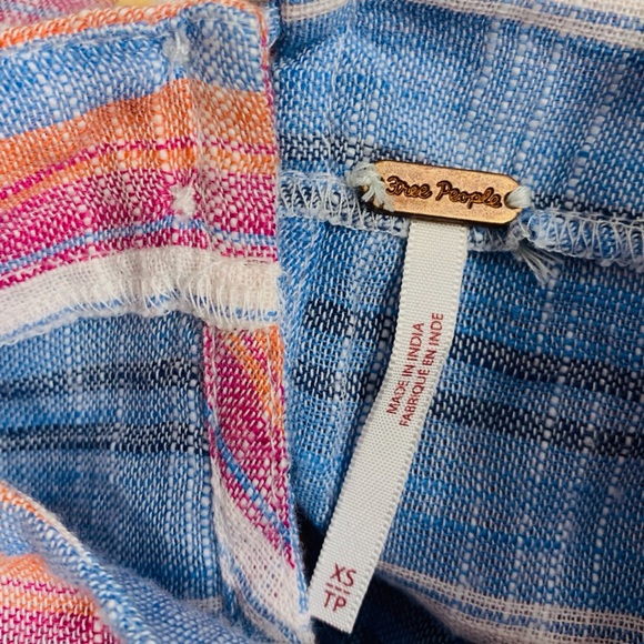 FREE PEOPLE SUMMER NIGHTS STRIPED COTTON TUNIC  MINI DRESS SHORT BELL-SLEEVE TOP - Picture 4 of 16